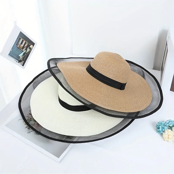 Lace Wide Summer Straw Brim Maxi Hat 👒 - Picture 12 of 12